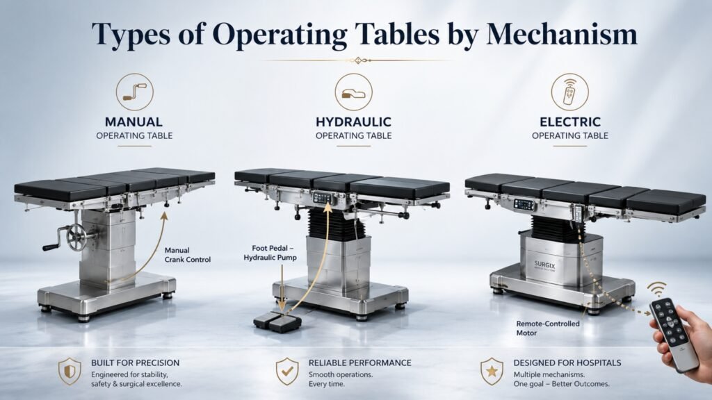 Types of Operating Tables by Mechanism